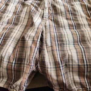 Big and Tall Brown Plaid Cargo Shorts